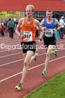 Eventual winner Dan Garbutt (Durham City) leads Peter Newon (Morpeth) in the 5000 metres North Eastern Championships, Gateshead International Stadium.  Photos: David T. Hewitson/Sports for All Pics